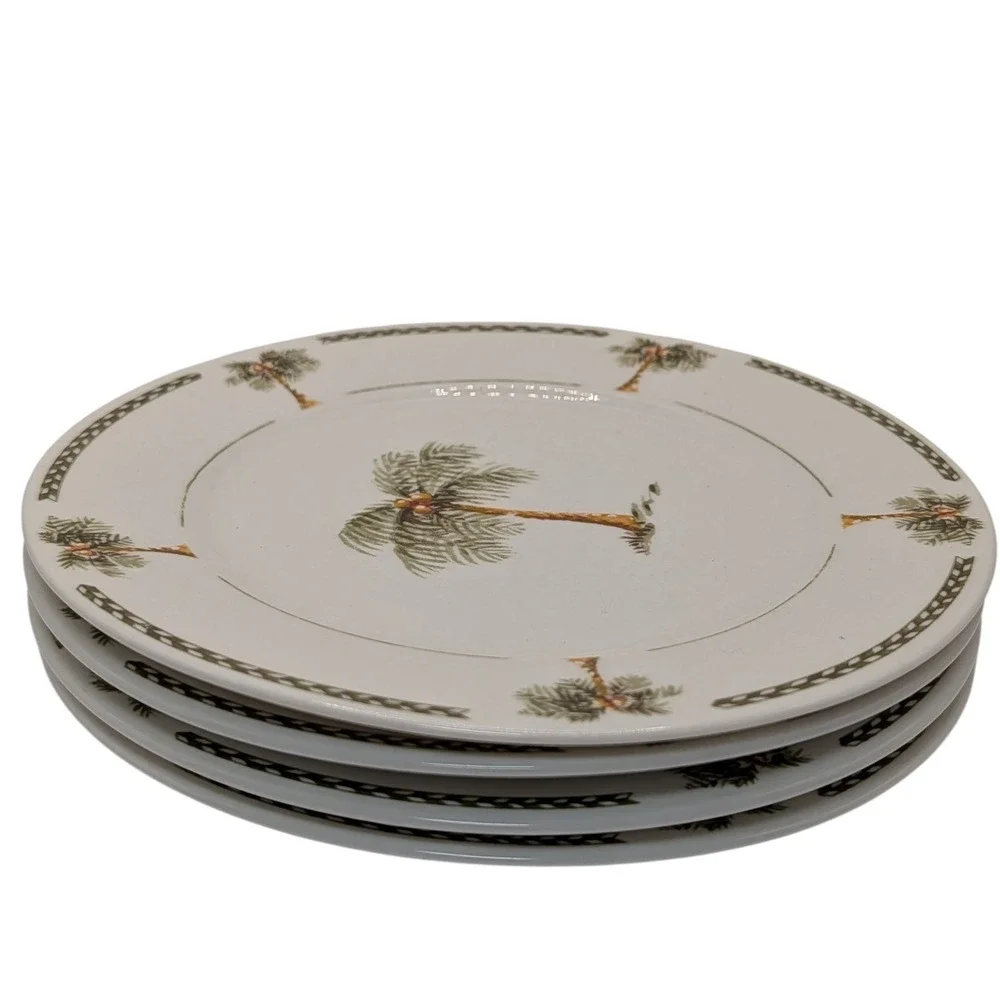 Gibson Dessert Salad Plate‎ Palm Tree Bahama Bay Tropical Vintage Set of Four